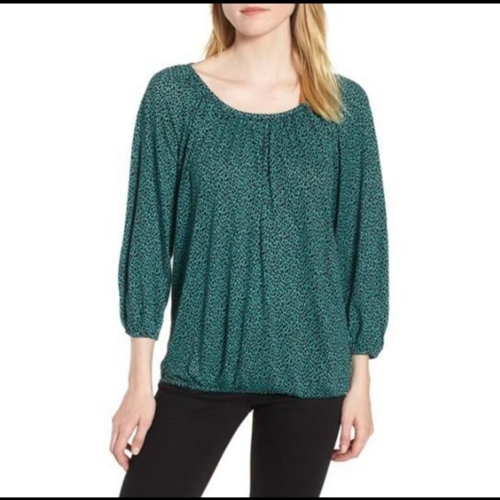 Michael Michael Kors Mini Leopard Peasant Top.